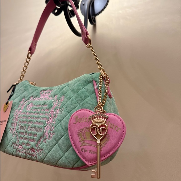 NWT Juicy Couture Juicy Tale Pink Green Quilted Purse Shoulder Bag Y2K Vintage - Picture 2 of 4